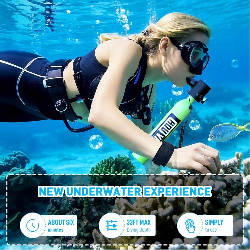 HOUVAN Store Mini Scuba Tank 0.5L Capacity Inflatable Diving Tank DOT Certified Up to 10 Minutes of Underwater Breathing Portable Scuba Tank up to 33feet for Underwater Work/Underwater Recreation - Image 5